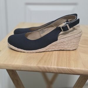 BareTraps Black Espadrille Slingback Wedge